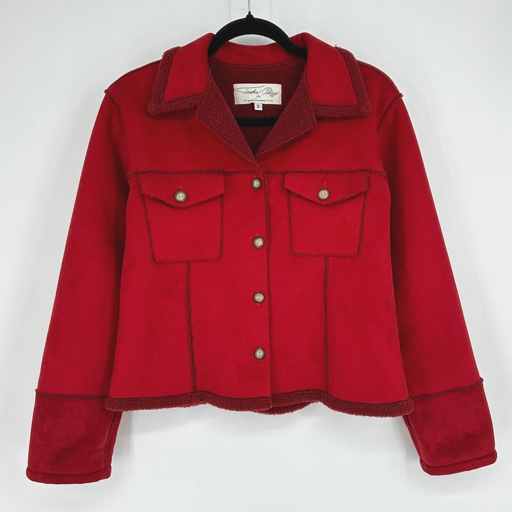 Tasha Polizzi for T P Saddleblanket Co Red Suede Sherpa Lined Jacket Women Small